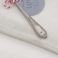 mondocherry - antique silverware teacake fork | "I heart cake" - handle
