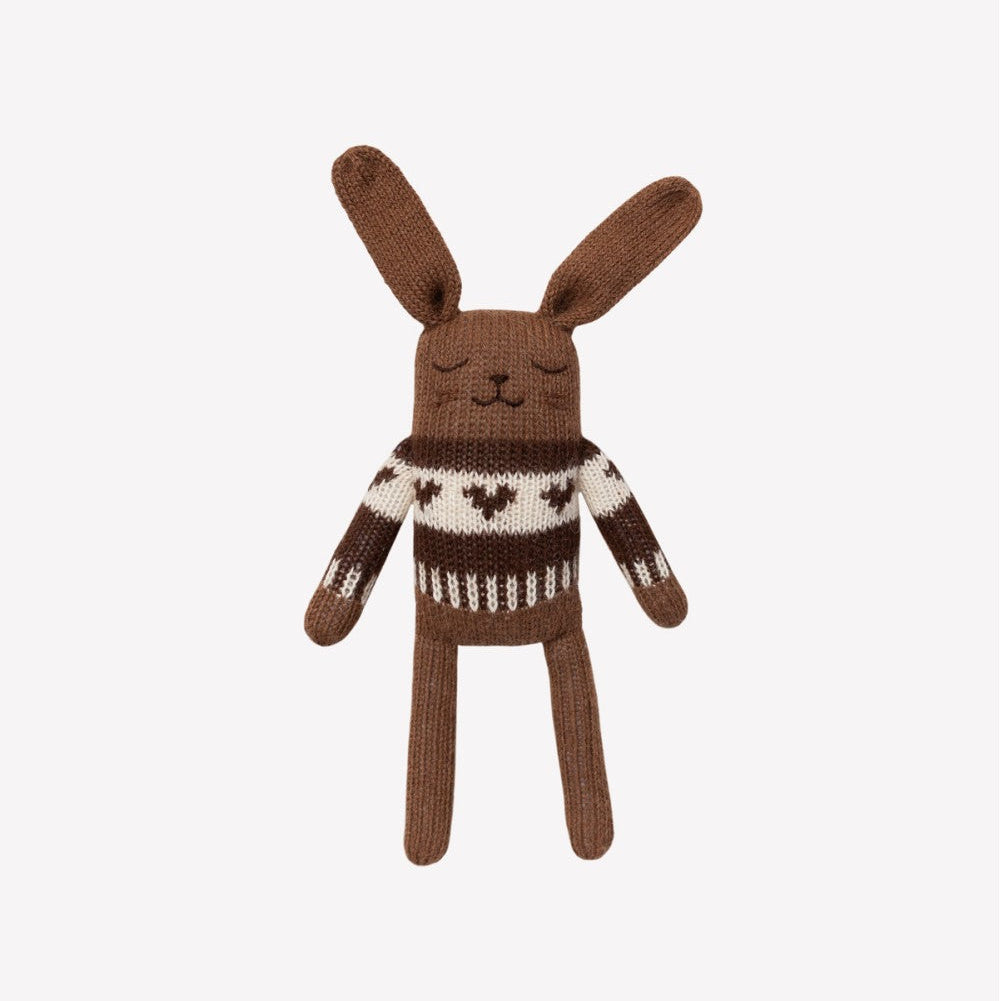 main sauvage | bunny soft toy | dark mocha jacquard sweater