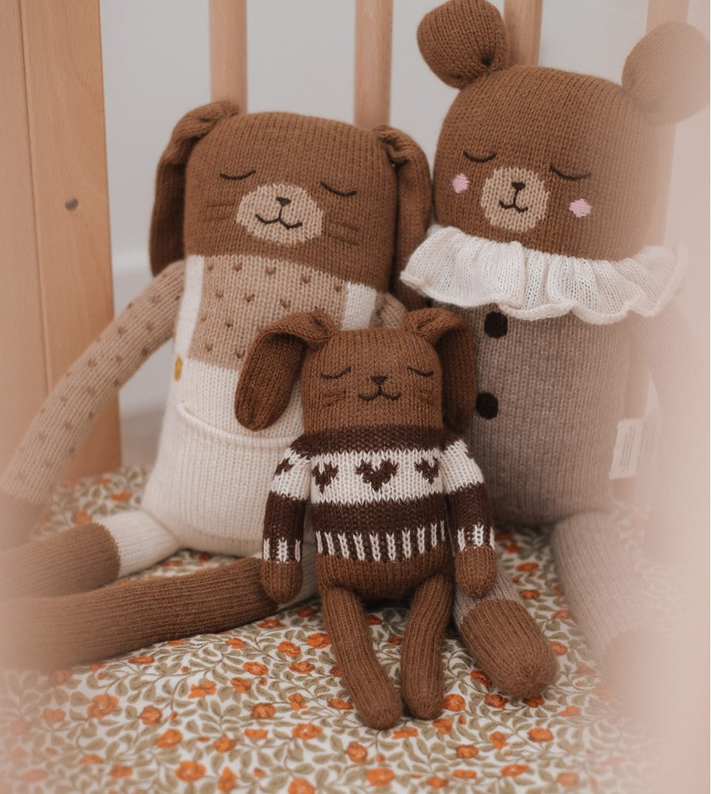 main sauvage | bunny soft toy | dark mocha jacquard sweater - family