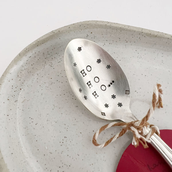 mondocherry - antique silverware teaspoon | "ho ho ho" - close