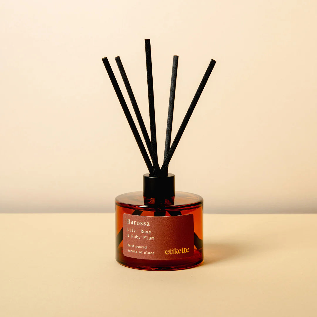 mondocherry - Etikette | eco reed diffuser | Barossa lily rose ruby plum