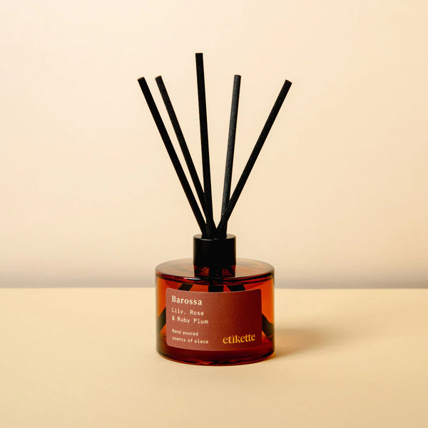mondocherry - Etikette | eco reed diffuser | Barossa lily rose ruby plum