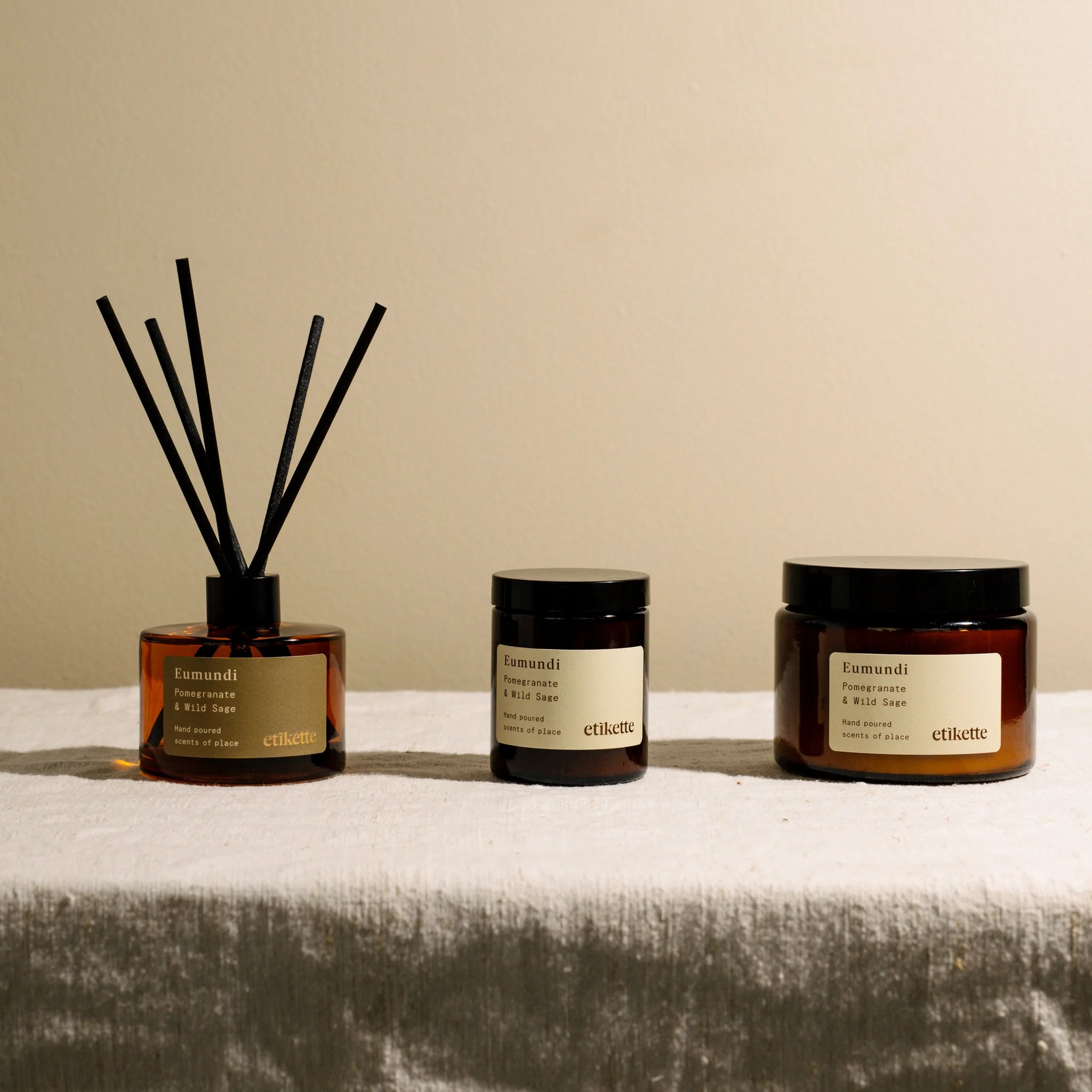 Etikette | soy candle | Eumundi pomegranate wild sage - collection