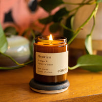 mondocherry - Etikette soy candle | Fleurieu orange and vanilla bean - burning