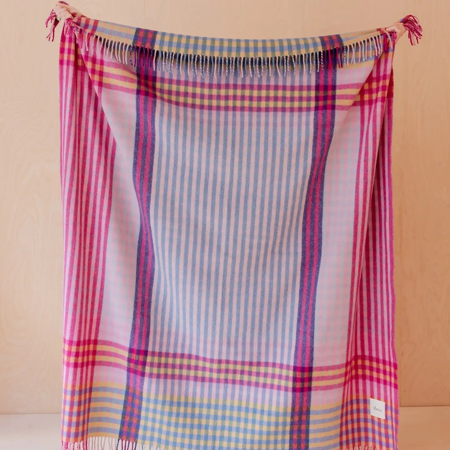TBCo | recycled wool blanket | pink micro gingham