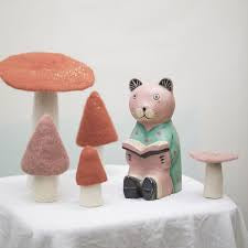 Muskhane | felt morel mushroom | large | coral