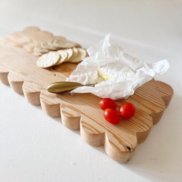 Ivy Alice | rectangle wooden serving board | scallops - close