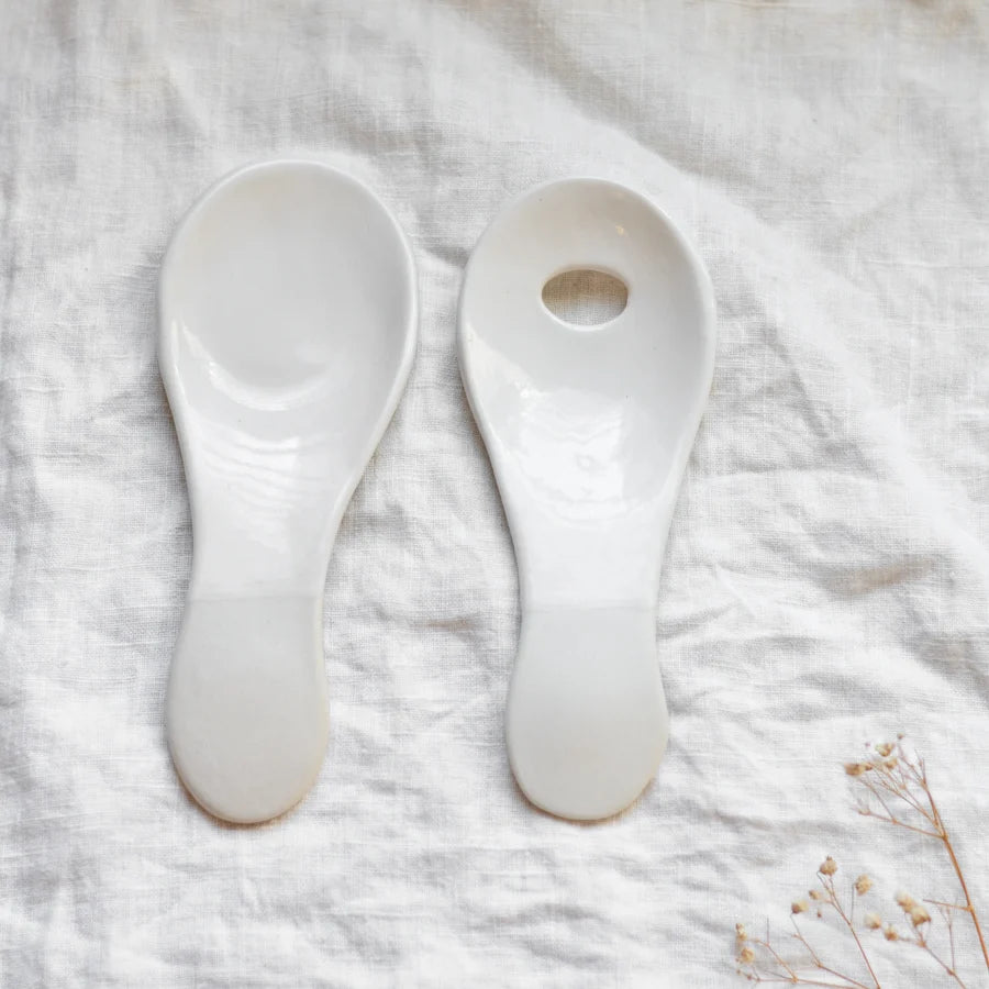 Kim Wallace Ceramics | salad servers | classic white - table