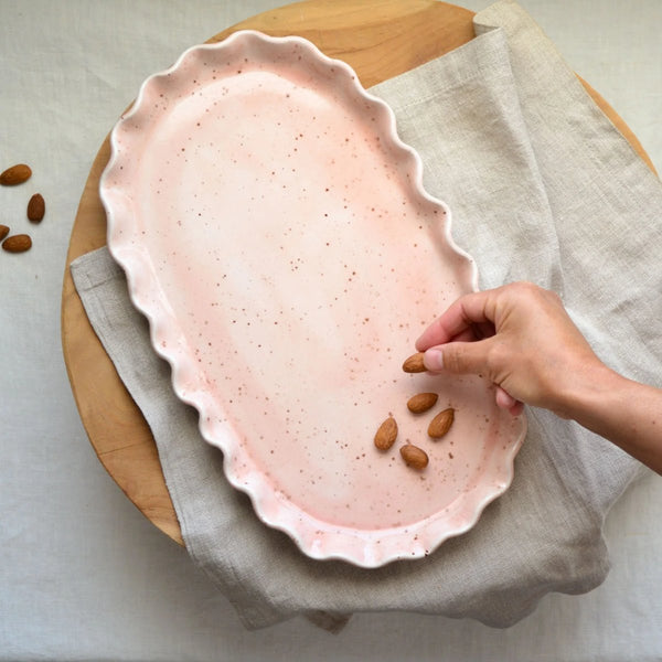 mondocherry - KW Ceramics | ruffle oval platter  | dusk - table