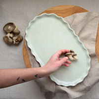 mondocherry - KW Ceramics | ruffle oval platter  | evergreen - table