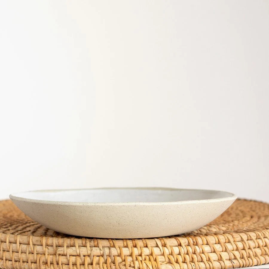 Kim Wallace Ceramics | ceramic pebble pasta bowl | white on stone