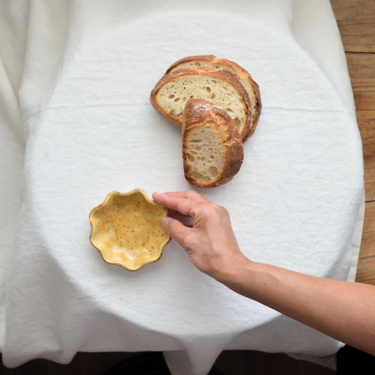 mondocherry - KW Ceramics | ruffle bowl | honey | small - bread