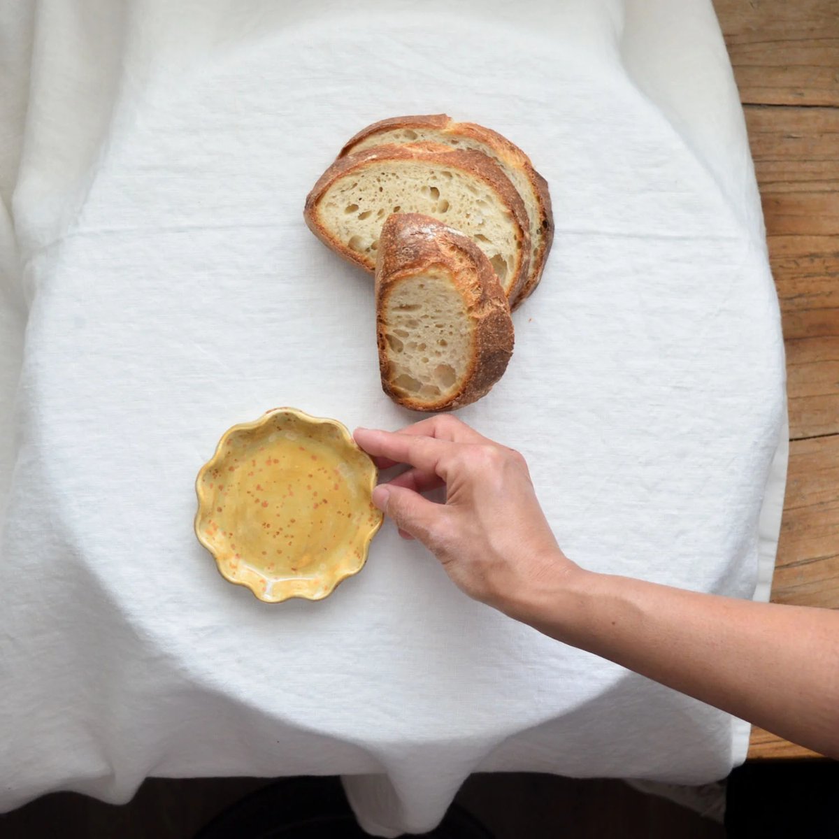 mondocherry - KW Ceramics | ruffle dish | honey | small - table