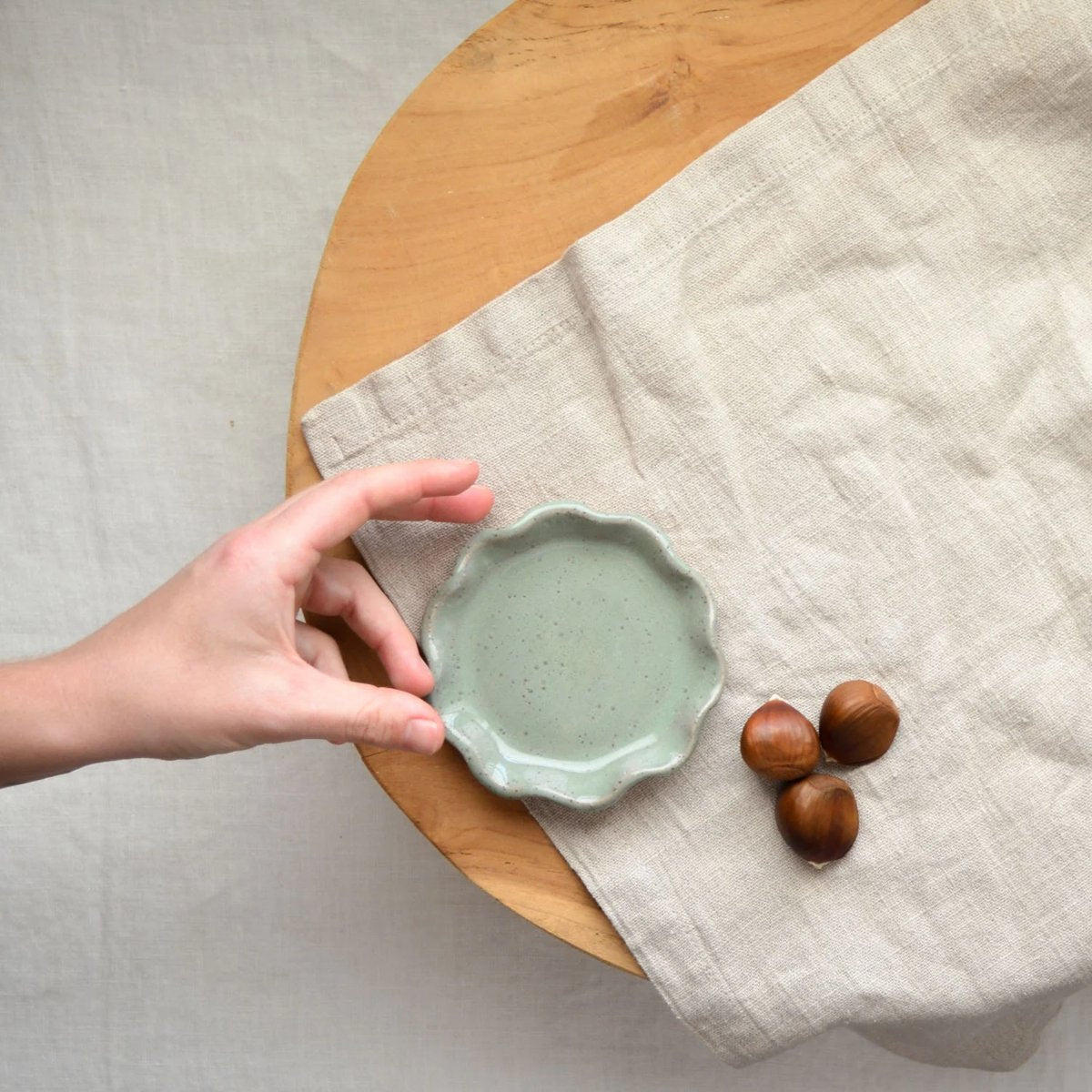 mondocherry - KW Ceramics | ruffle dish | sage | small - table