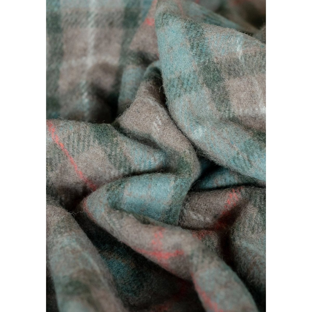 TBCo | recycled wool picnic blanket in fraser weathered tartan - close