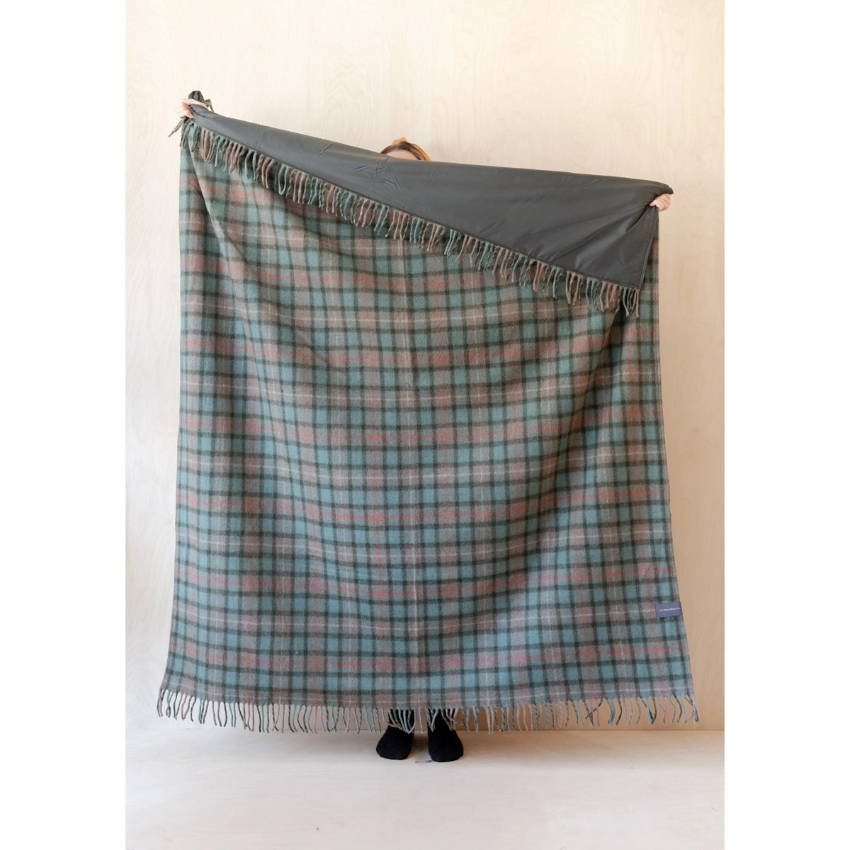 TBCo | recycled wool picnic blanket in fraser weathered tartan - open