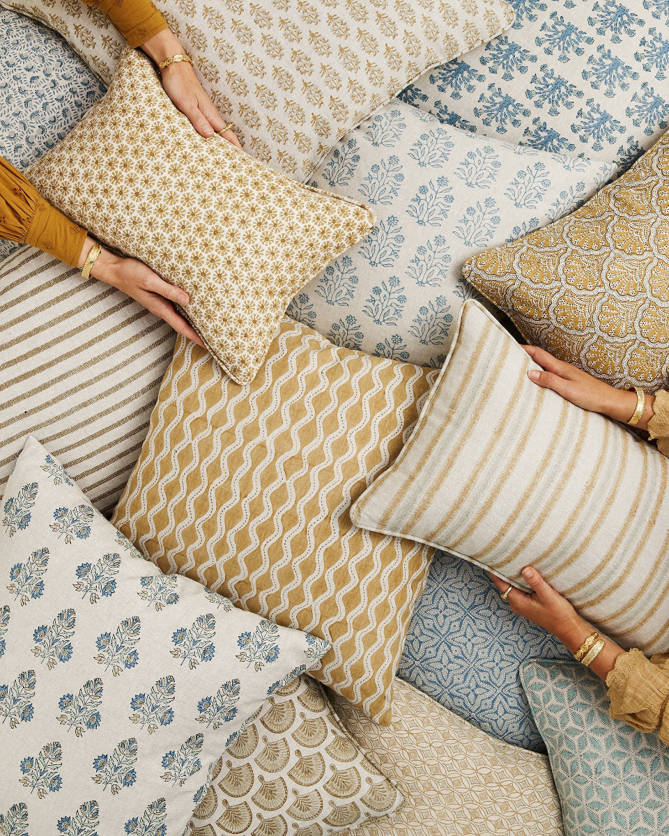 mondocherry - Walter G | aravelli linen cushion | saffron - pile