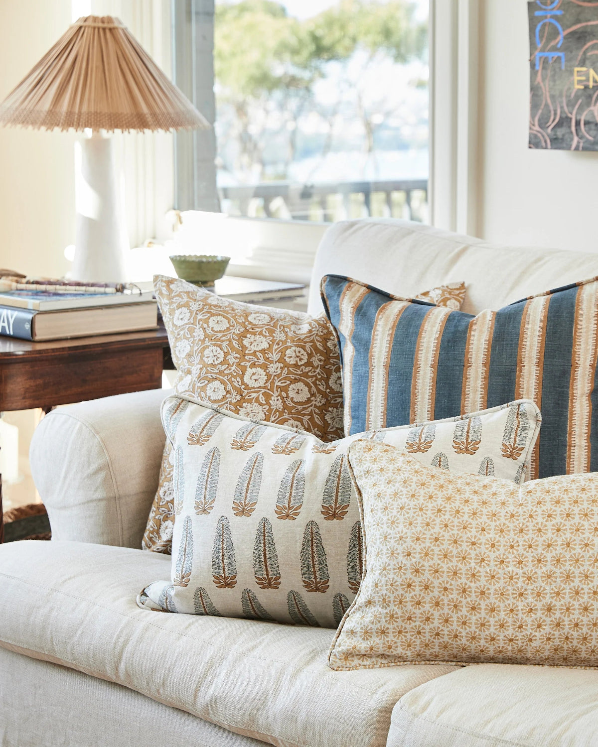 mondocherry - Walter G | etoile linen cushion | saffron - sofa