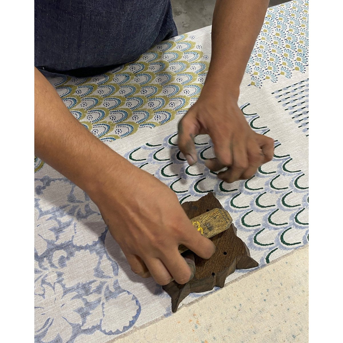 mondocherry - Walter G | geneva linen cushion | fresh azure - printing