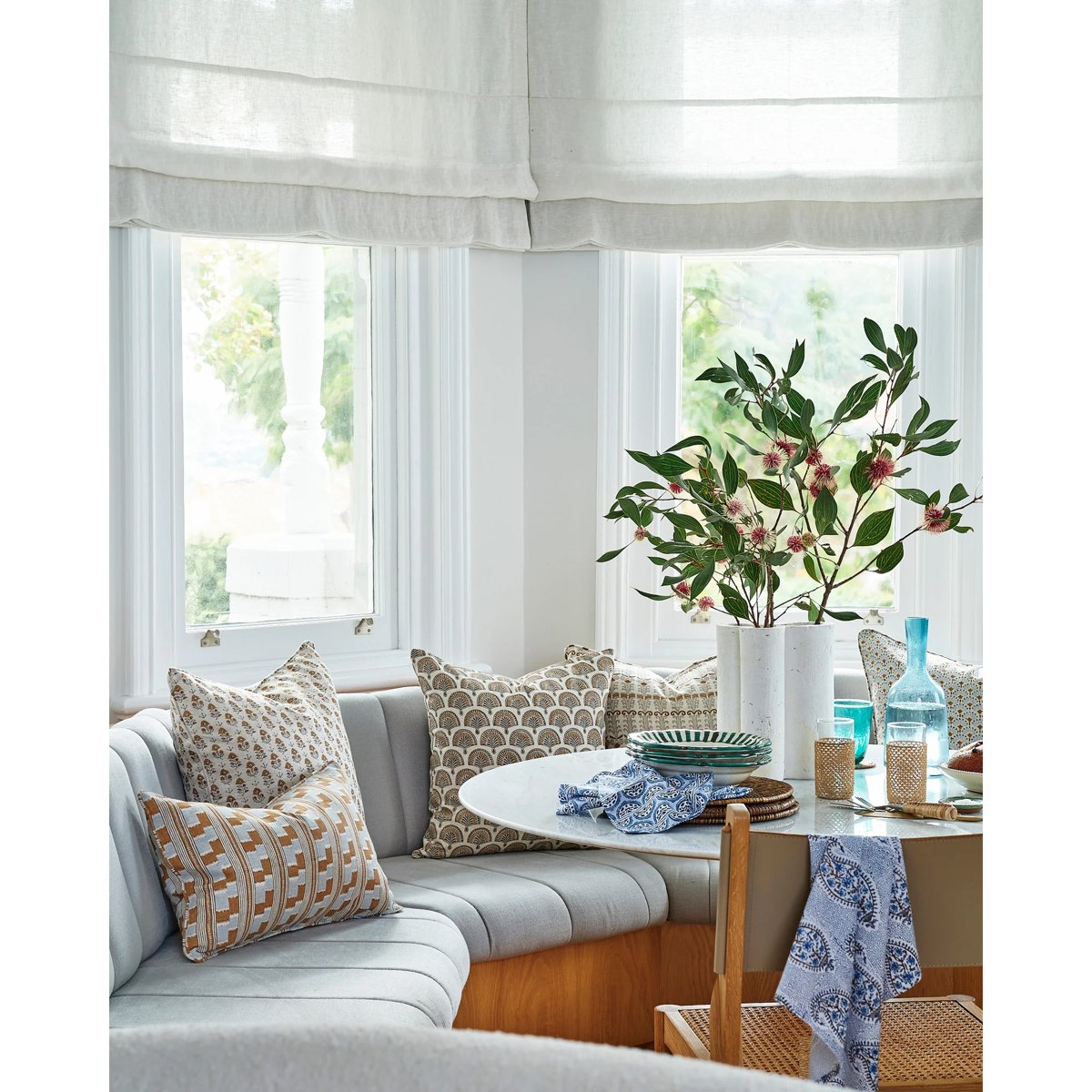 mondocherry - Walter G | Santorini Linen cushion - sahara - table