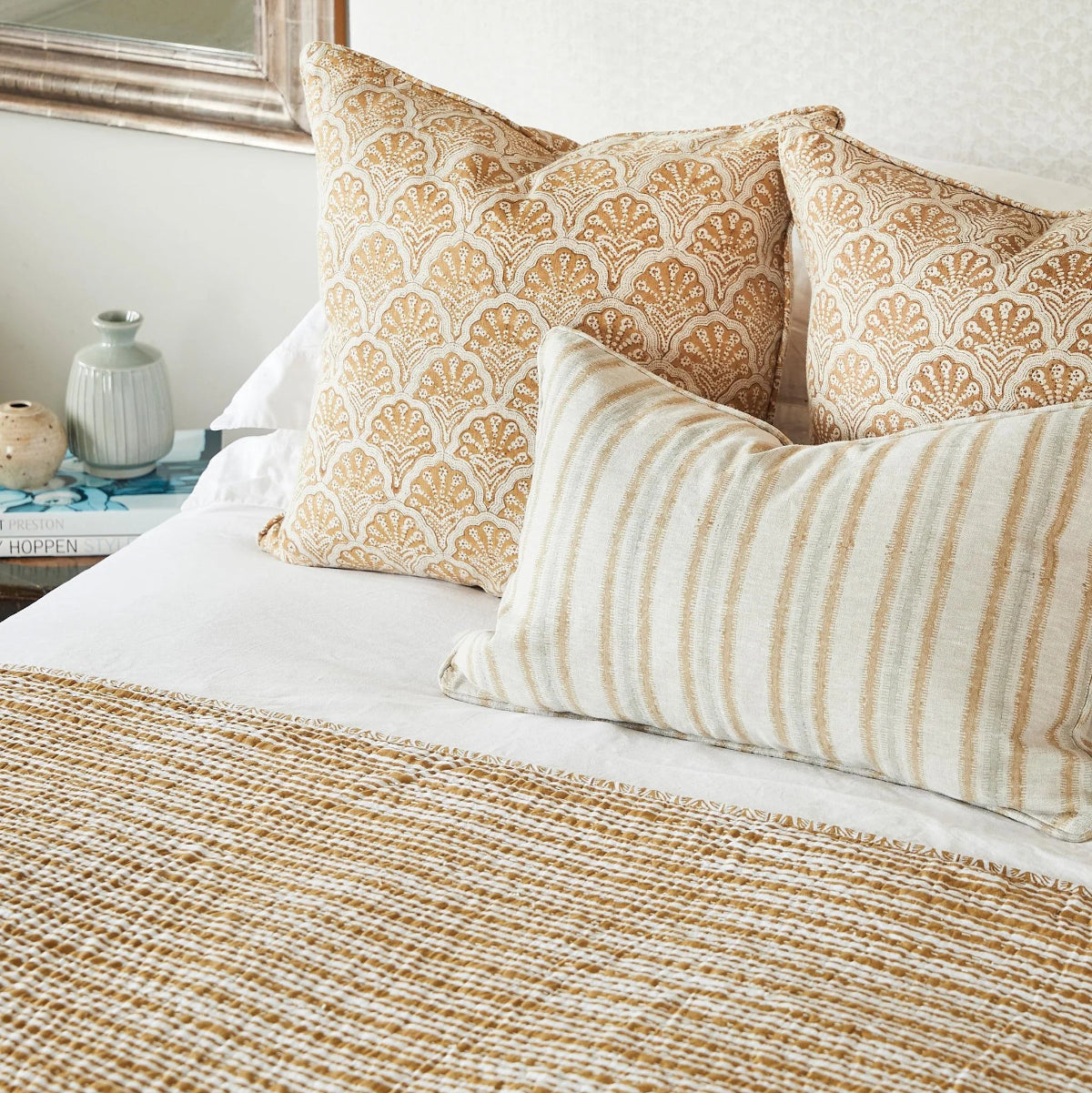 mondocherry - Walter G | cotton quilt | Belize Saffron - bed