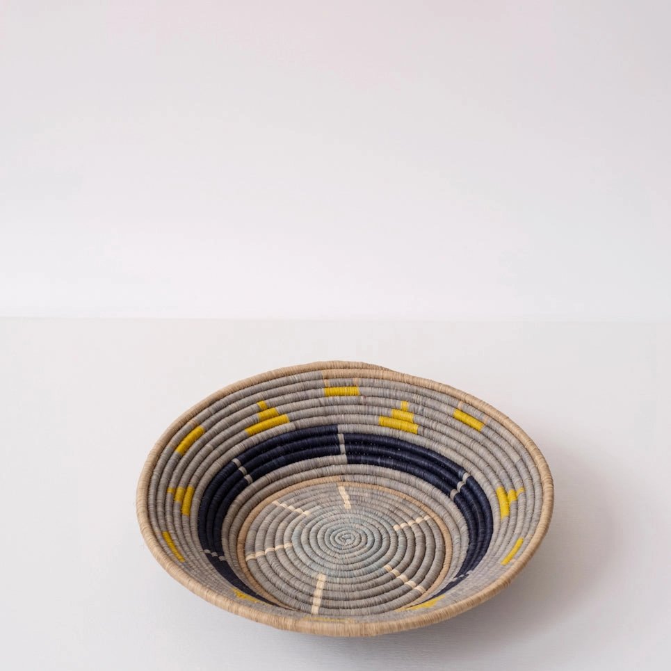 mondocherry - "Speckled Sun" woven bowl - wall decor - side