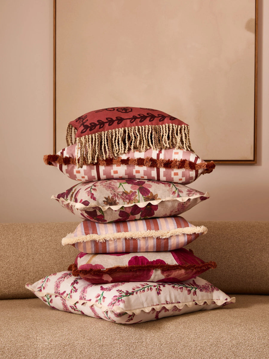 mondocherry - Bonnie and Neil | lupin multi linen cushion - stack