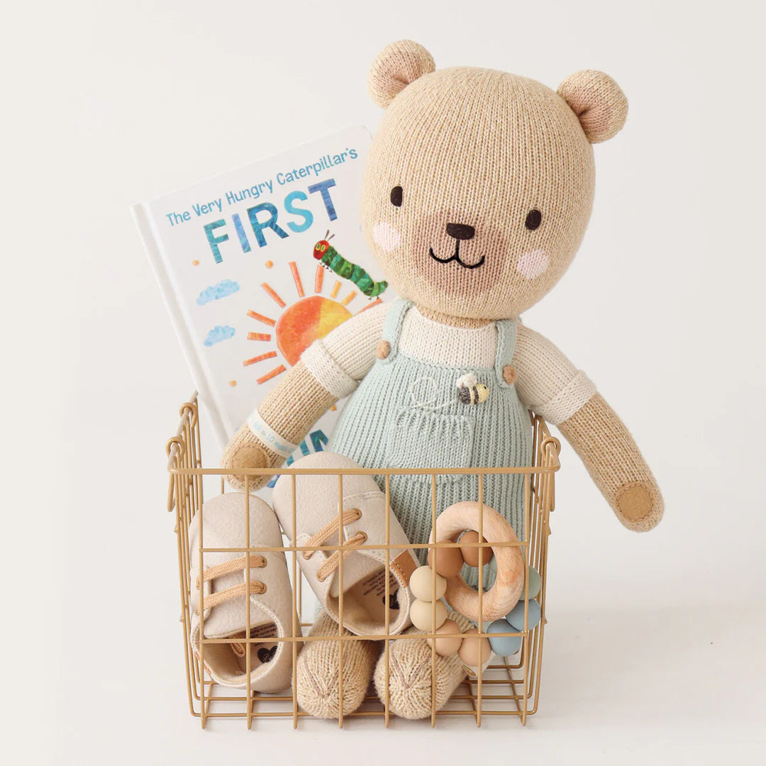mondocherry - Cuddle & Kind "Charlie the honey Bear" kids cotton doll - basket