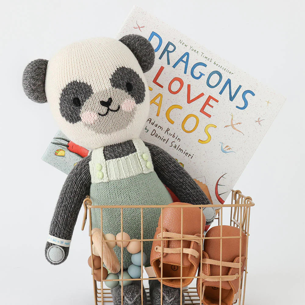 mondocherry - Cuddle & Kind "Paxton the Panda" kids cotton doll - basket