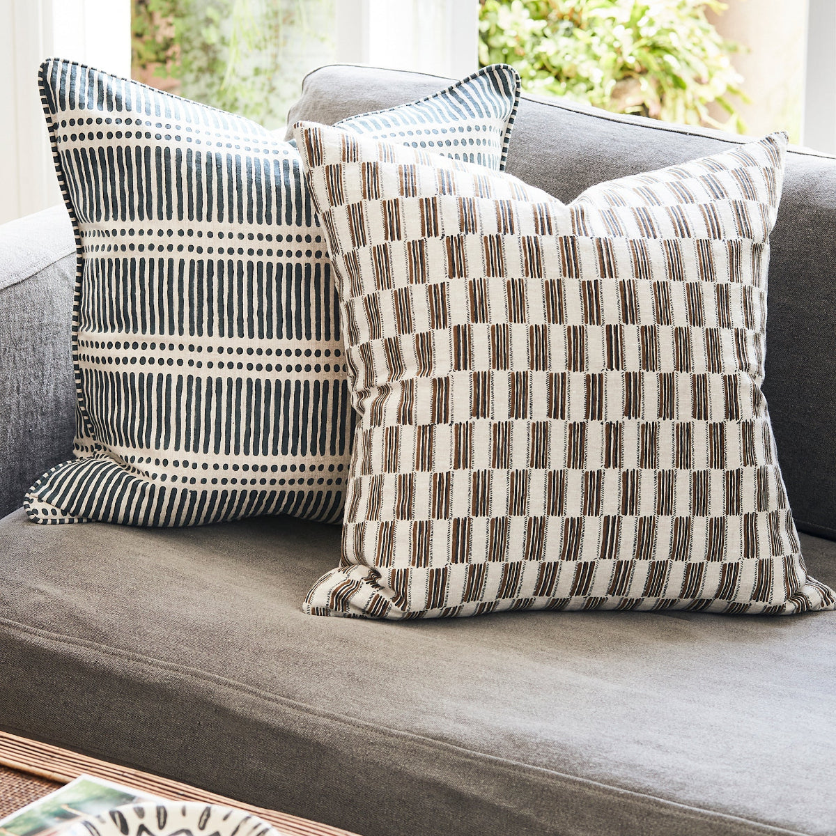 Walter G Dash Dot Indian Teal linen cushion — supplier gallery view 4