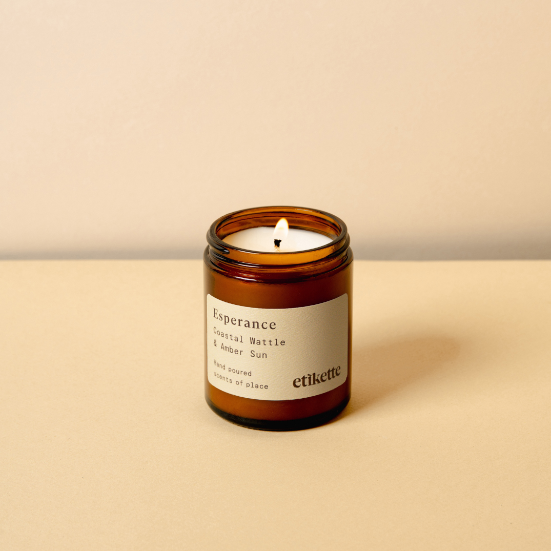 Etikette — soy candle — Esperance in coastal wattle & amber sun — 175ml — small candle