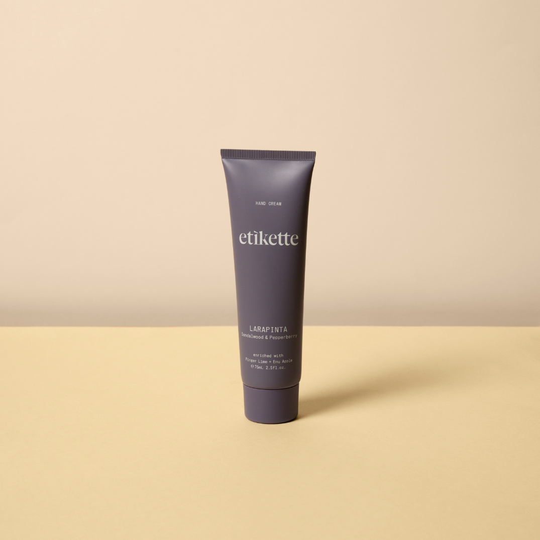 Etikette — hand cream — Larapinta in sandalwood & pepperberry — tube