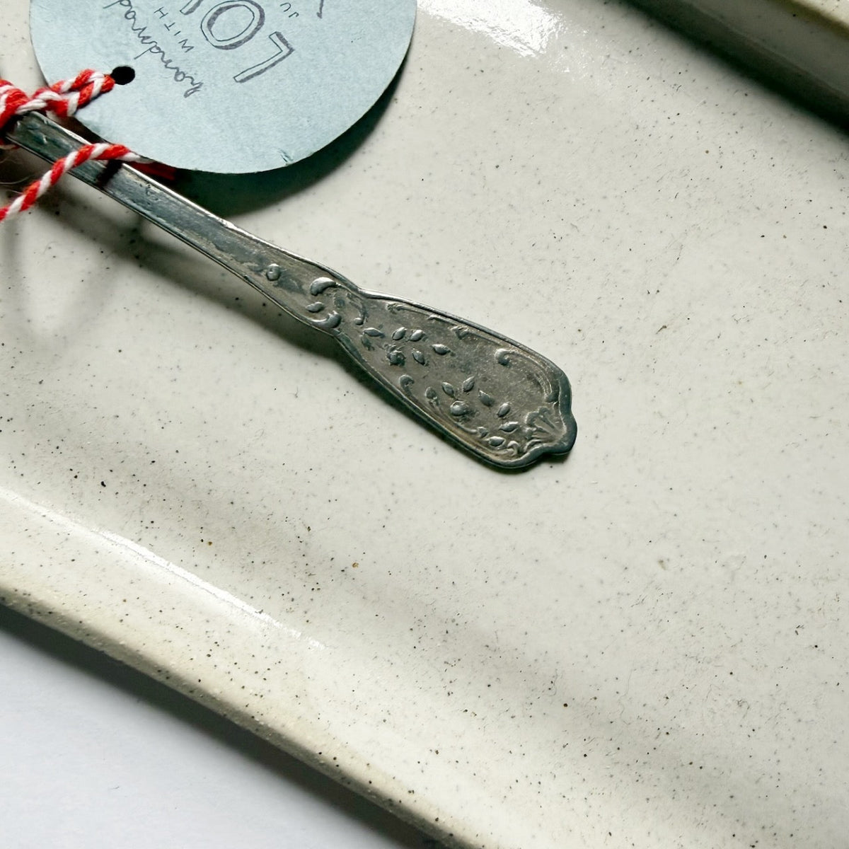 antique silverware tea spoon "believe" | mondocherry - handle