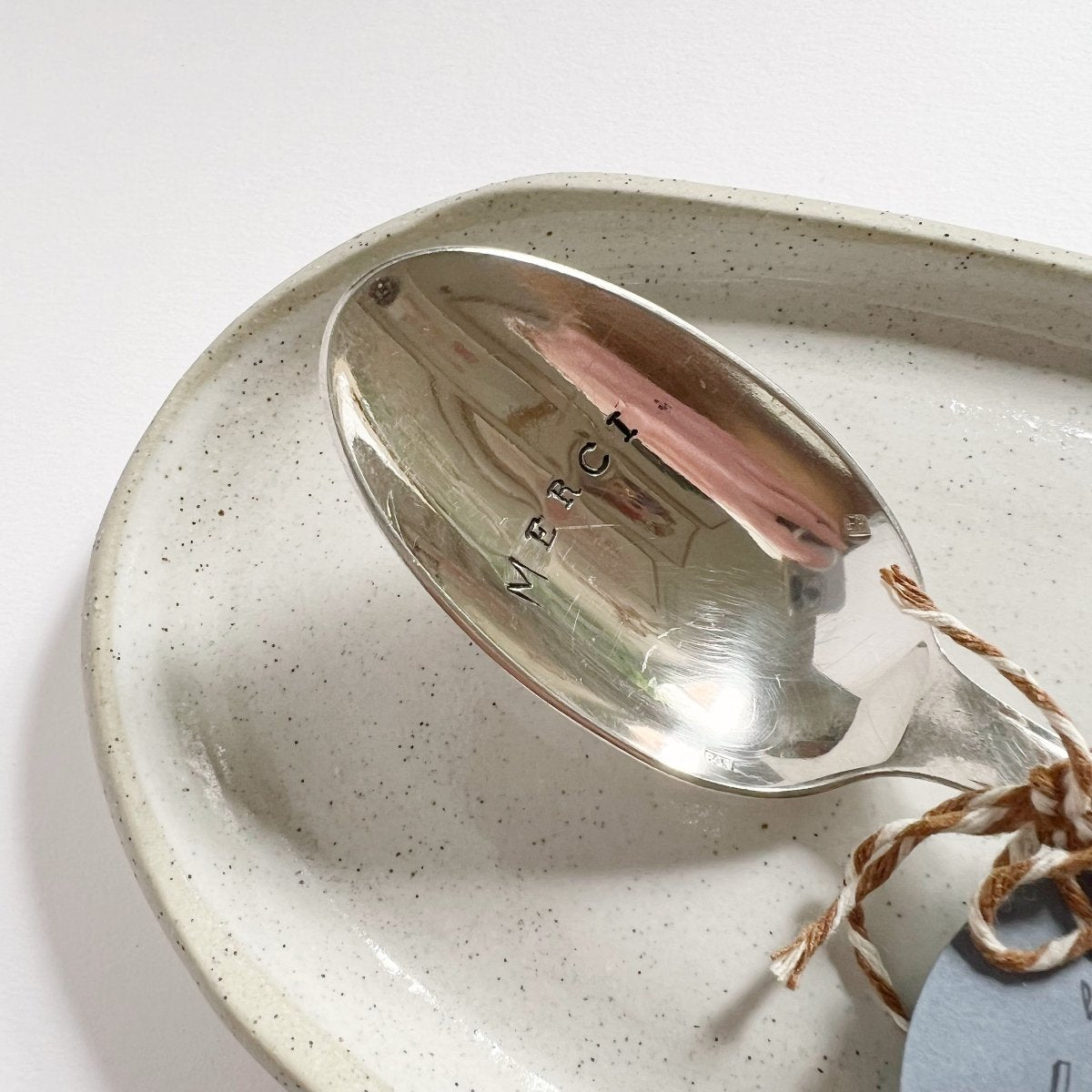 mondocherry - antique silverware big spoon | "merci" - close