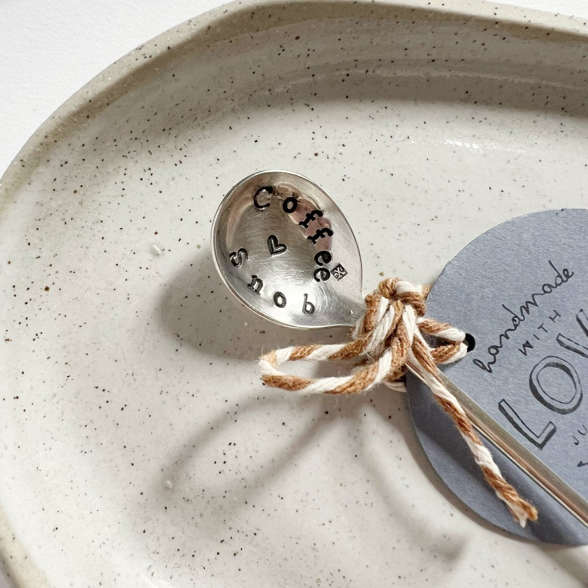 mondocherry - antique silverware coffee spoon | "coffee snob" - close