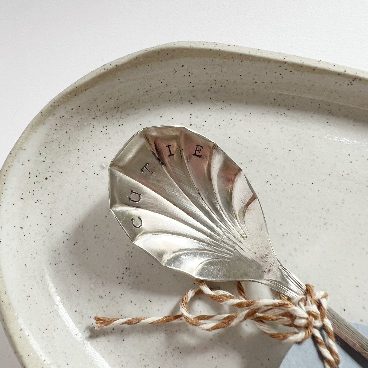 mondocherry - antique silverware dessert spoon | "cutie" - close