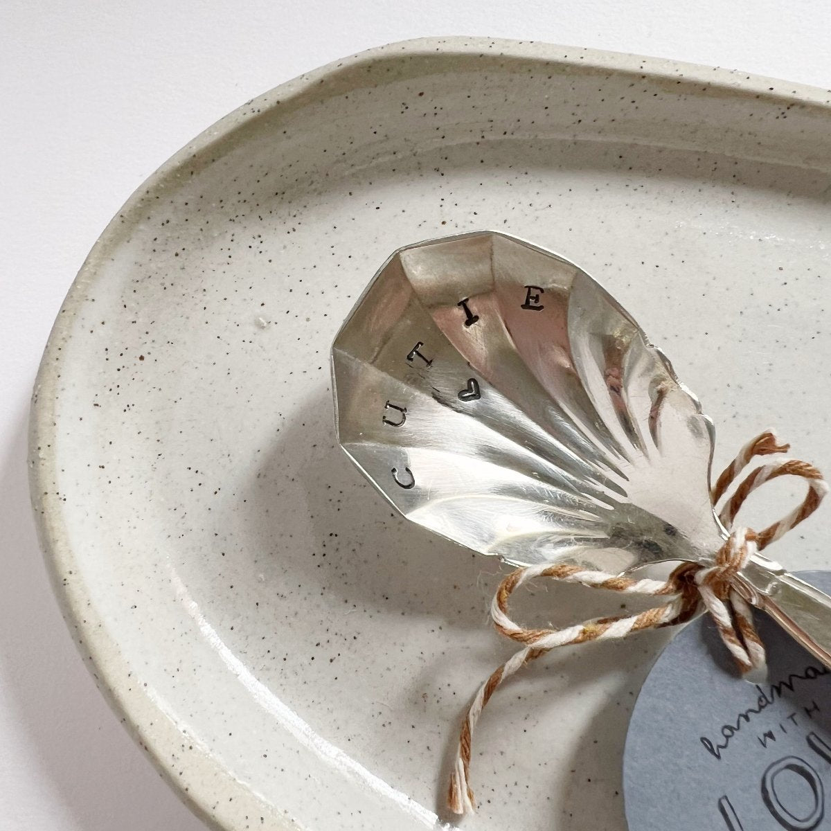 mondocherry - antique silverware dessert spoon | "cutie" - close