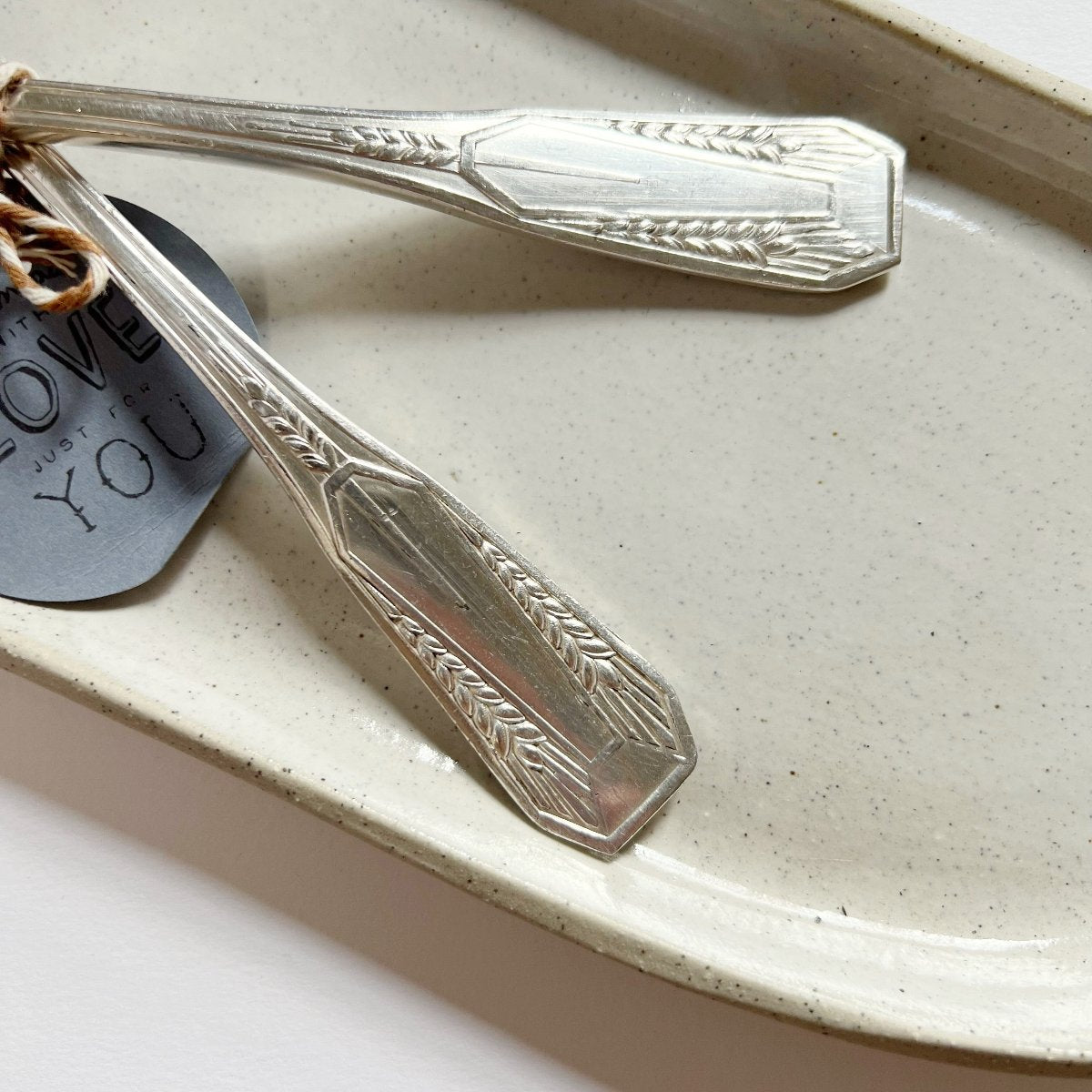 mondocherry - antique silver fork set | "Mr & Mrs" - handle