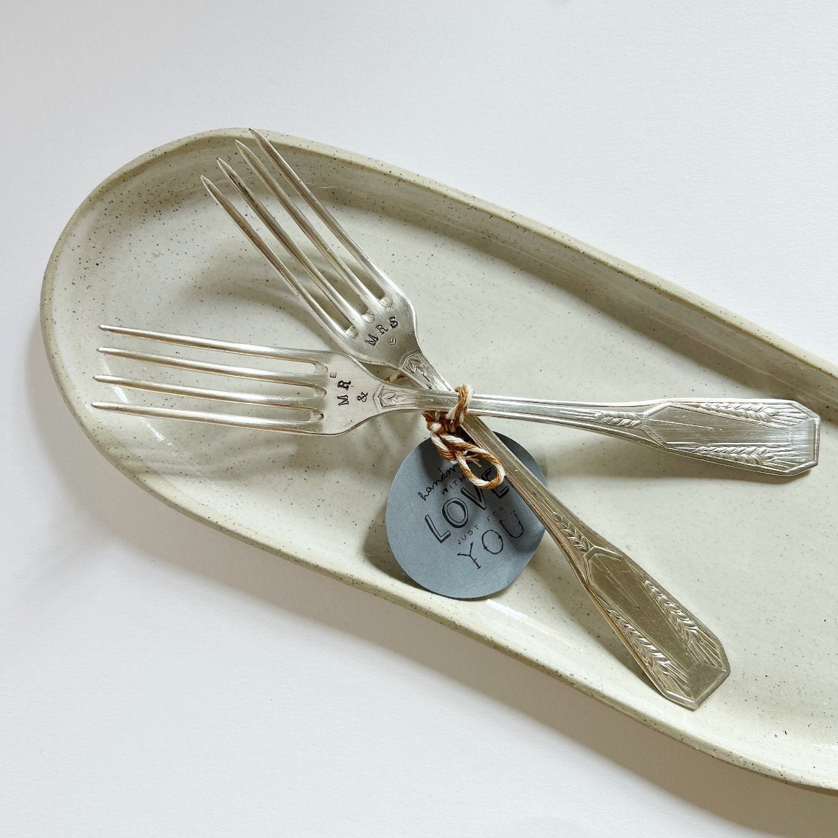 mondocherry - antique silver fork set | "Mr & Mrs"