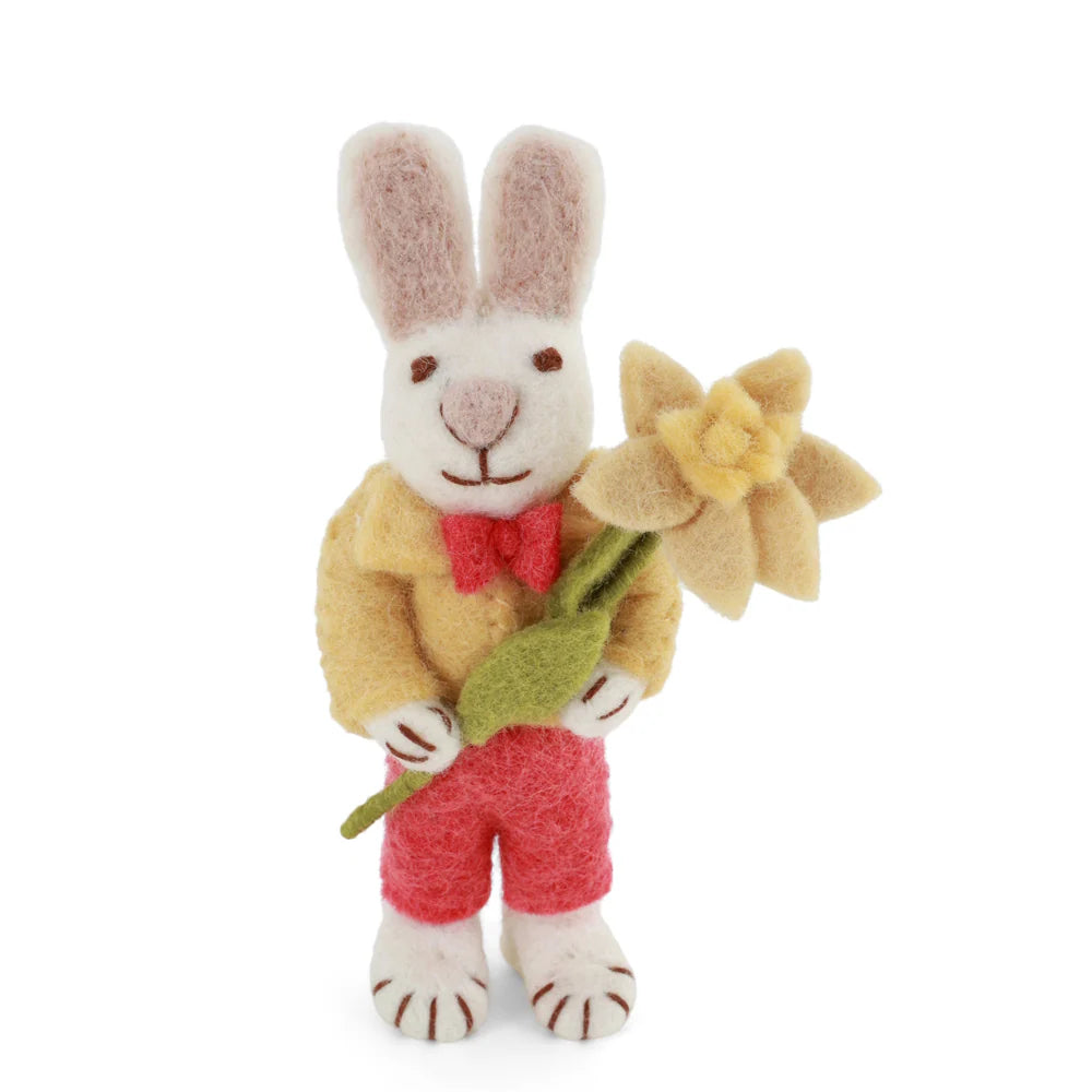 mondocherry - Gry & Sif | white bunny yellow jacket daffodil | small