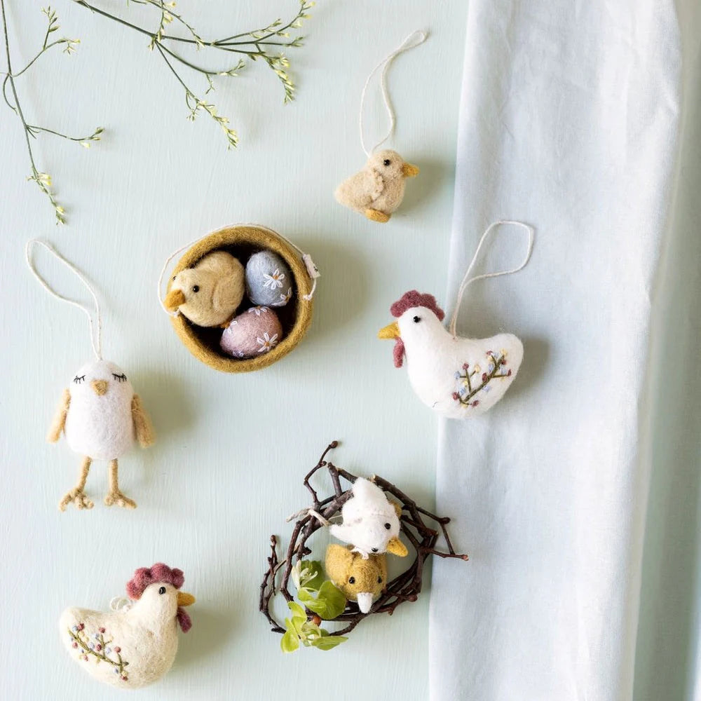 mondocherry - Gry & Sif | felt chicklet bird decorations 3pk - layout