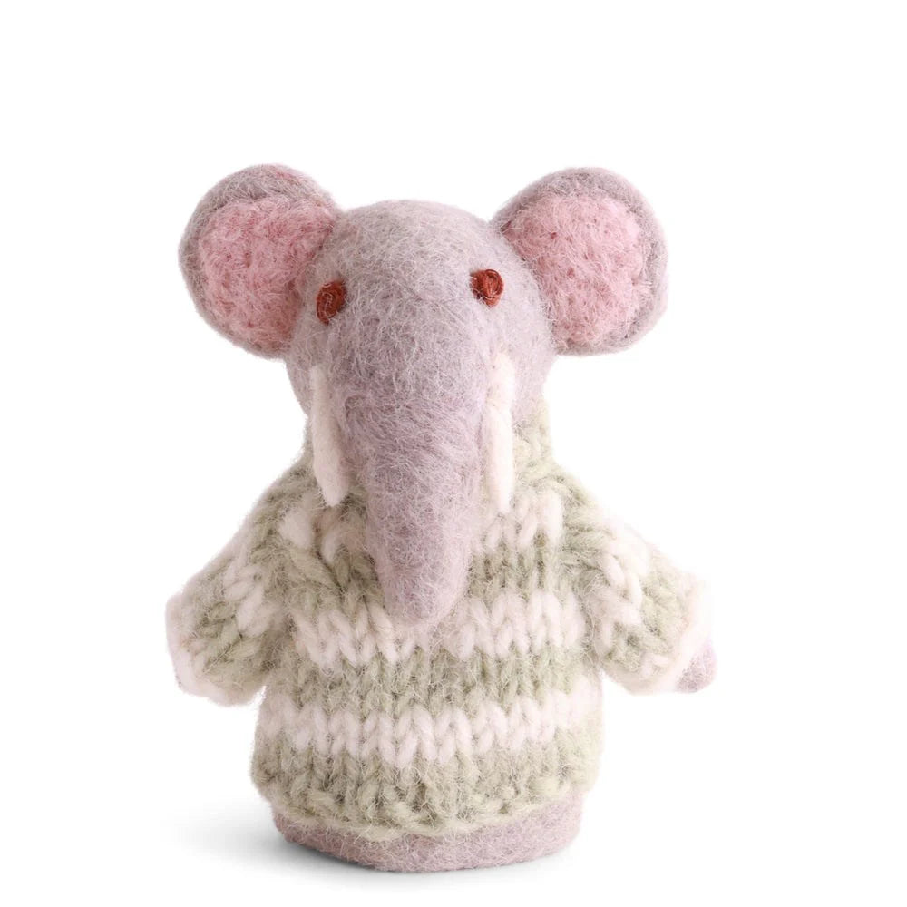 mondocherry - Gry & Sif | felted elephant finger puppet