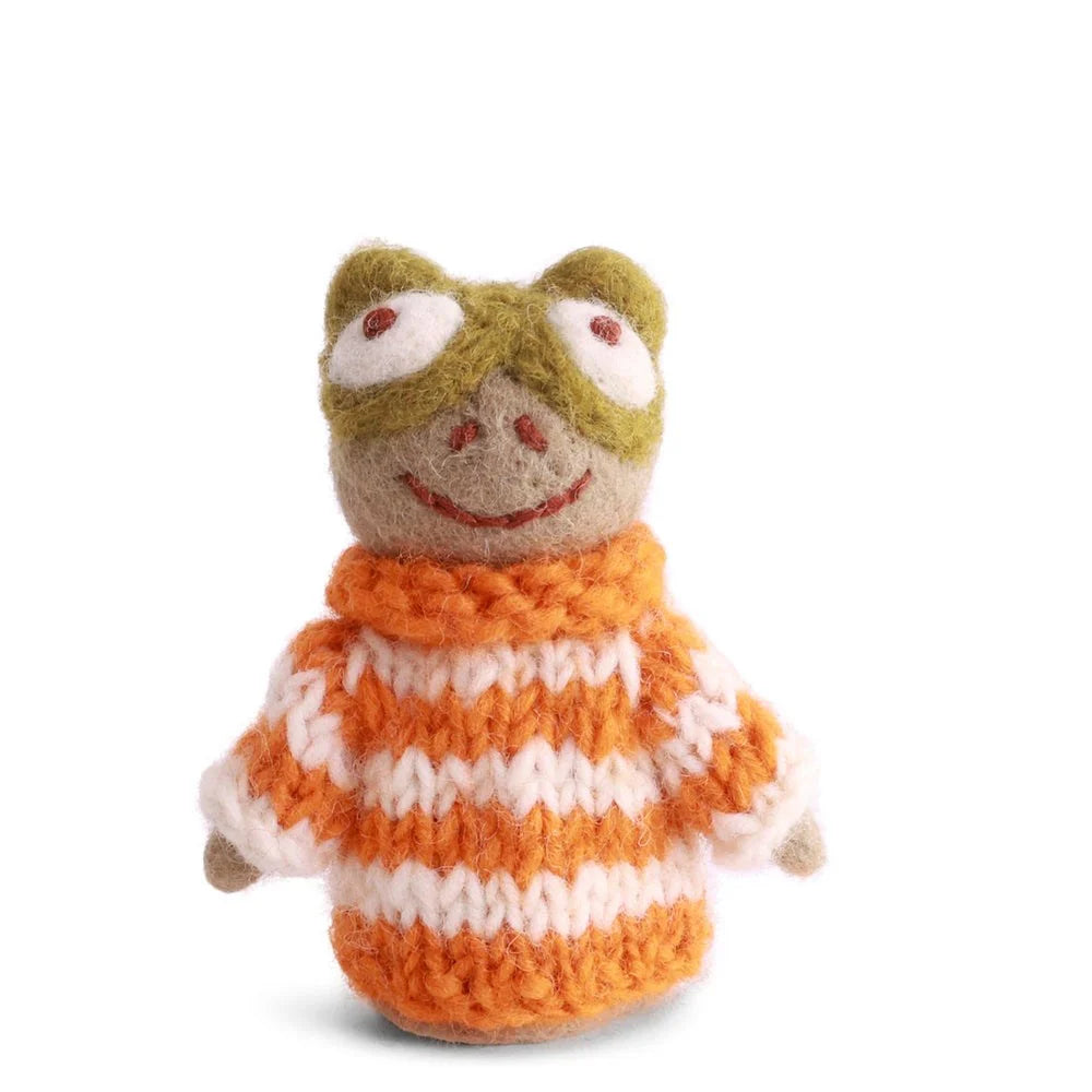 mondocherry - Gry & Sif | felted frog finger puppet