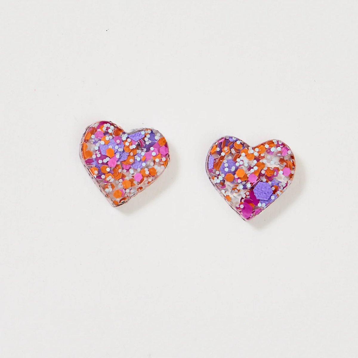 mondocherry - Martha Jean | heart stud earrings | purple orange