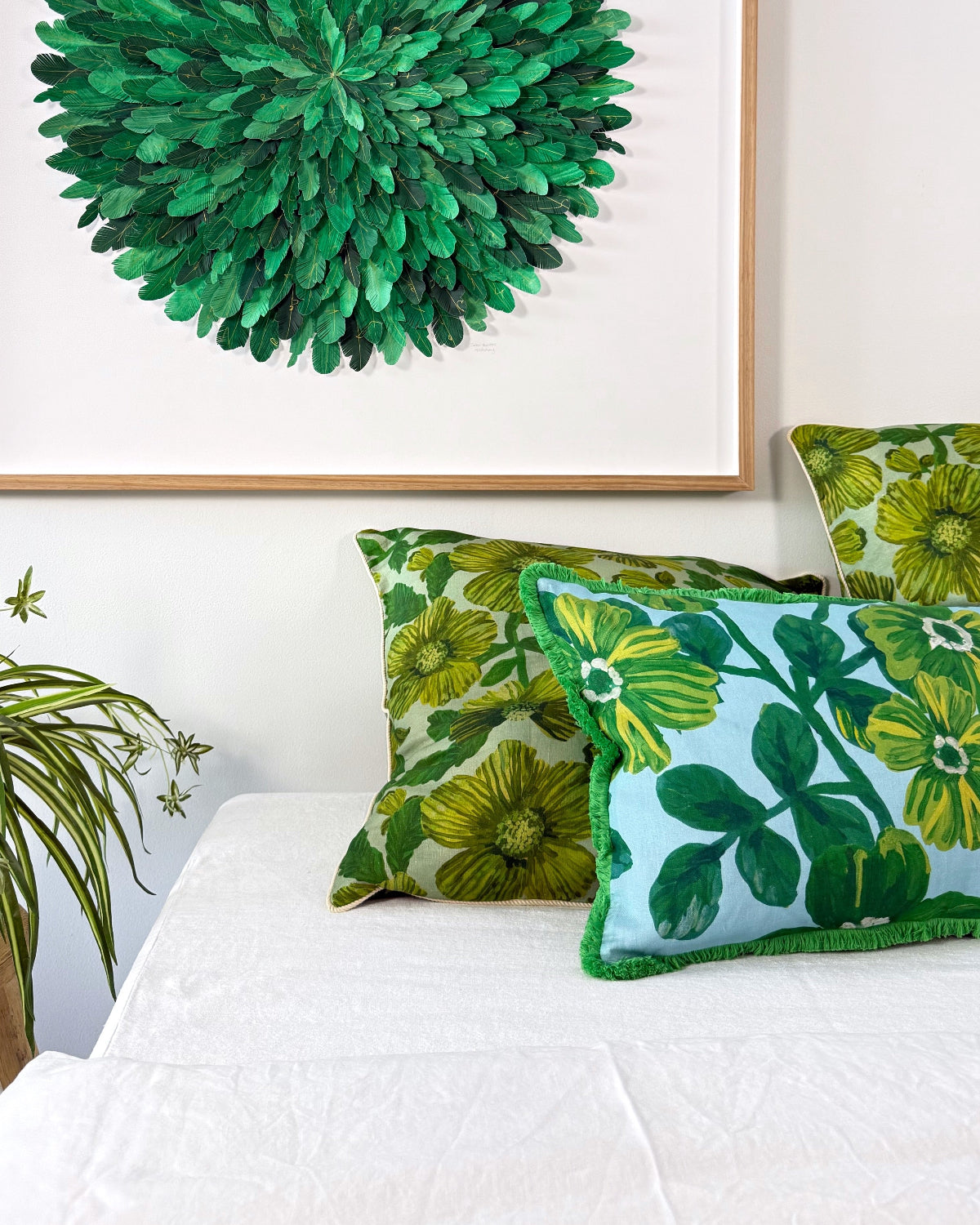 mondocherry - "green thorntail" | paper feather framed wall art