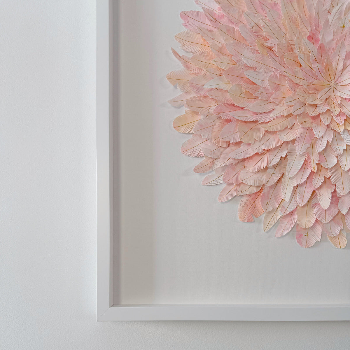 mondocherry - "pink swan" | paper feather framed wall art - cornder