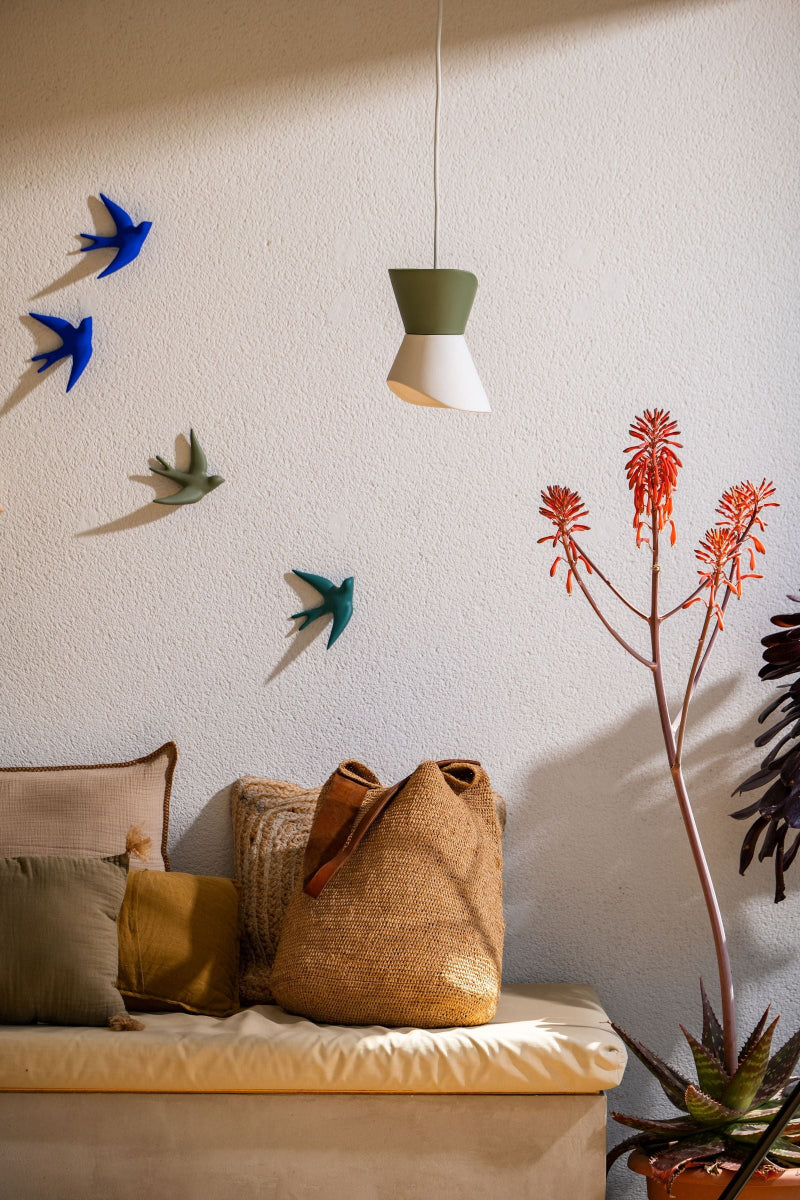 mondocherry - monochromic | swallow ceramic wall decor | blue - displau