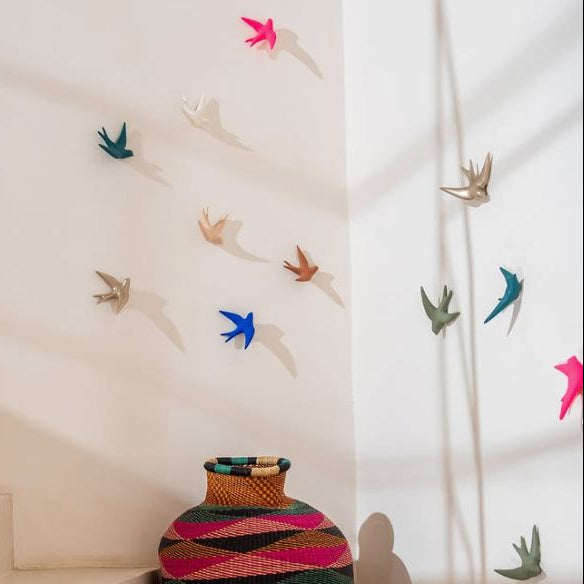 mondocherry - monochromic | swallow ceramic wall decor | rose - display