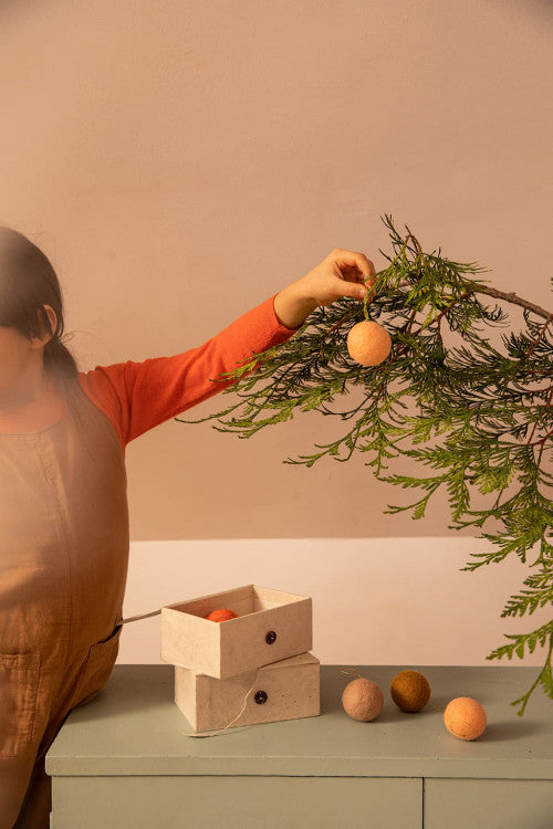 mondocherry - Muskhane | felt Christmas baubles | harmony pure orange - hanging
