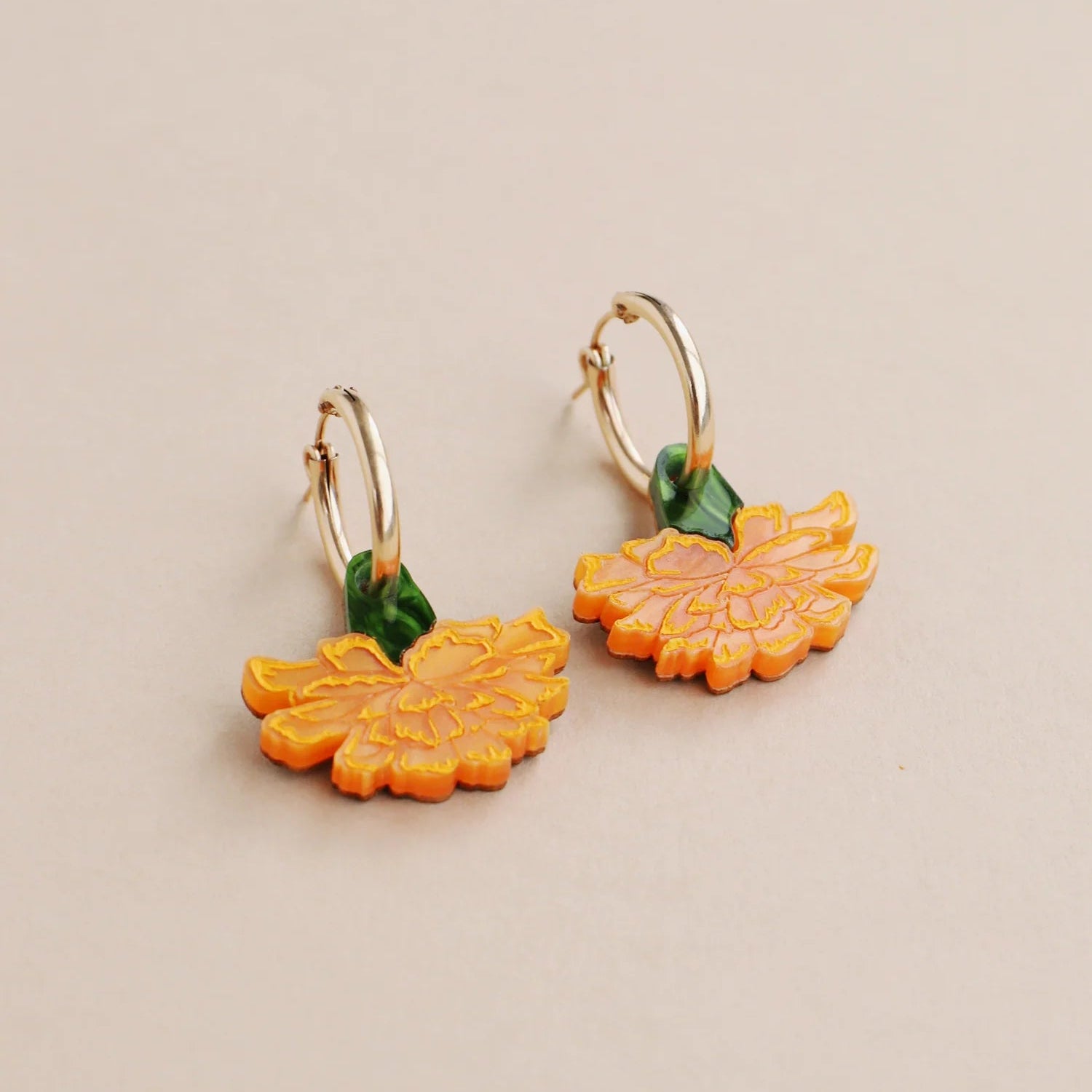 mondocherry - Wolf and Moon | calendula hoop earrings